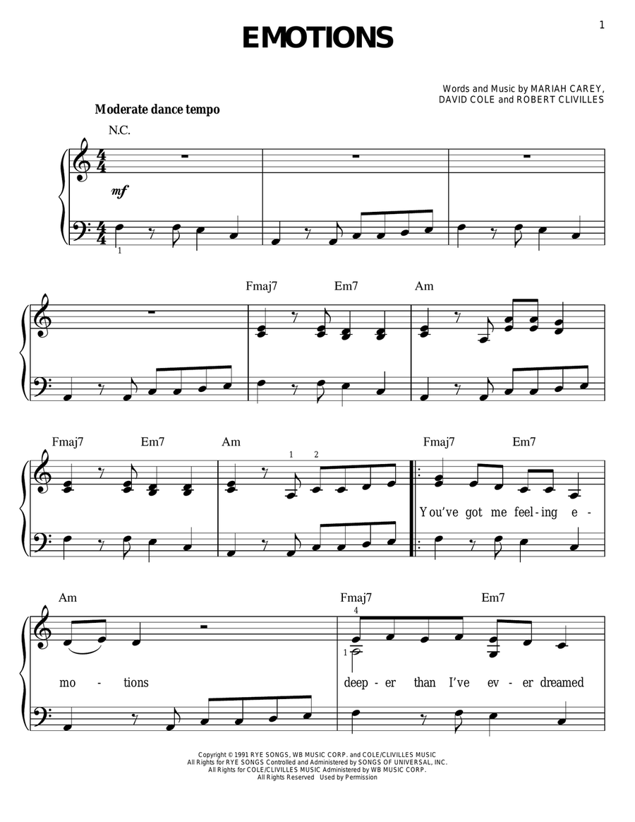 Emotions Easy Piano scores gallery preview page 1