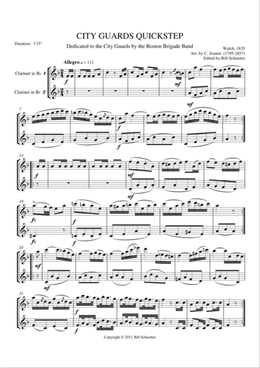 City Guards Quickstep Clarinet Duet scores gallery preview page 1