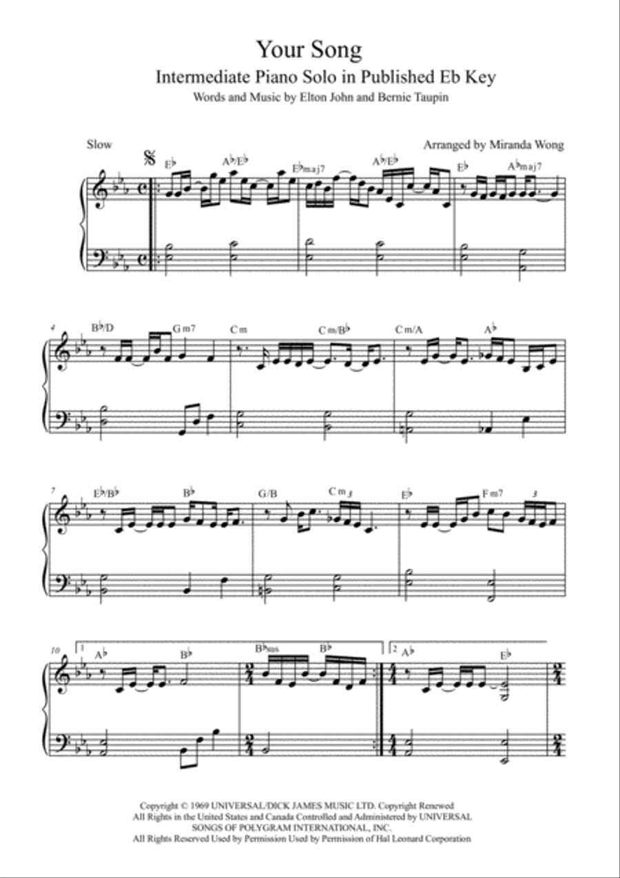 Your Song Your Song Voice scores gallery preview page 1