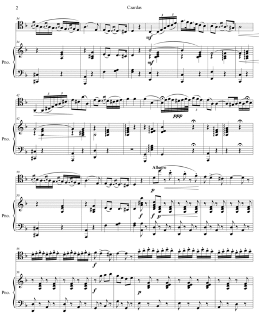 Vittorio Monti - Czardas for Trombone and Piano Piano scores gallery preview page 2