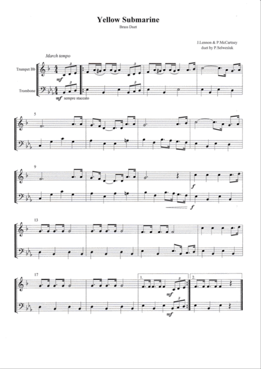 Yellow Submarine Yellow Submarine Brass Duet scores gallery preview page 1