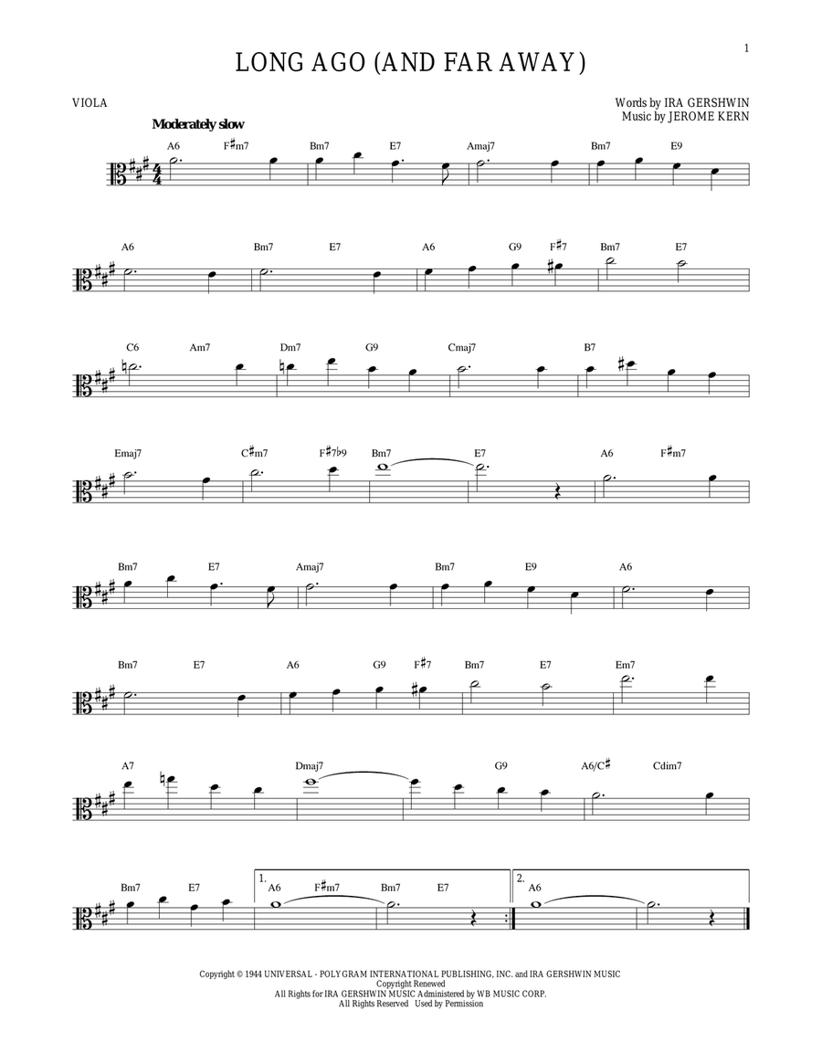 Long Ago (And Far Away) Viola Solo scores gallery preview page 1
