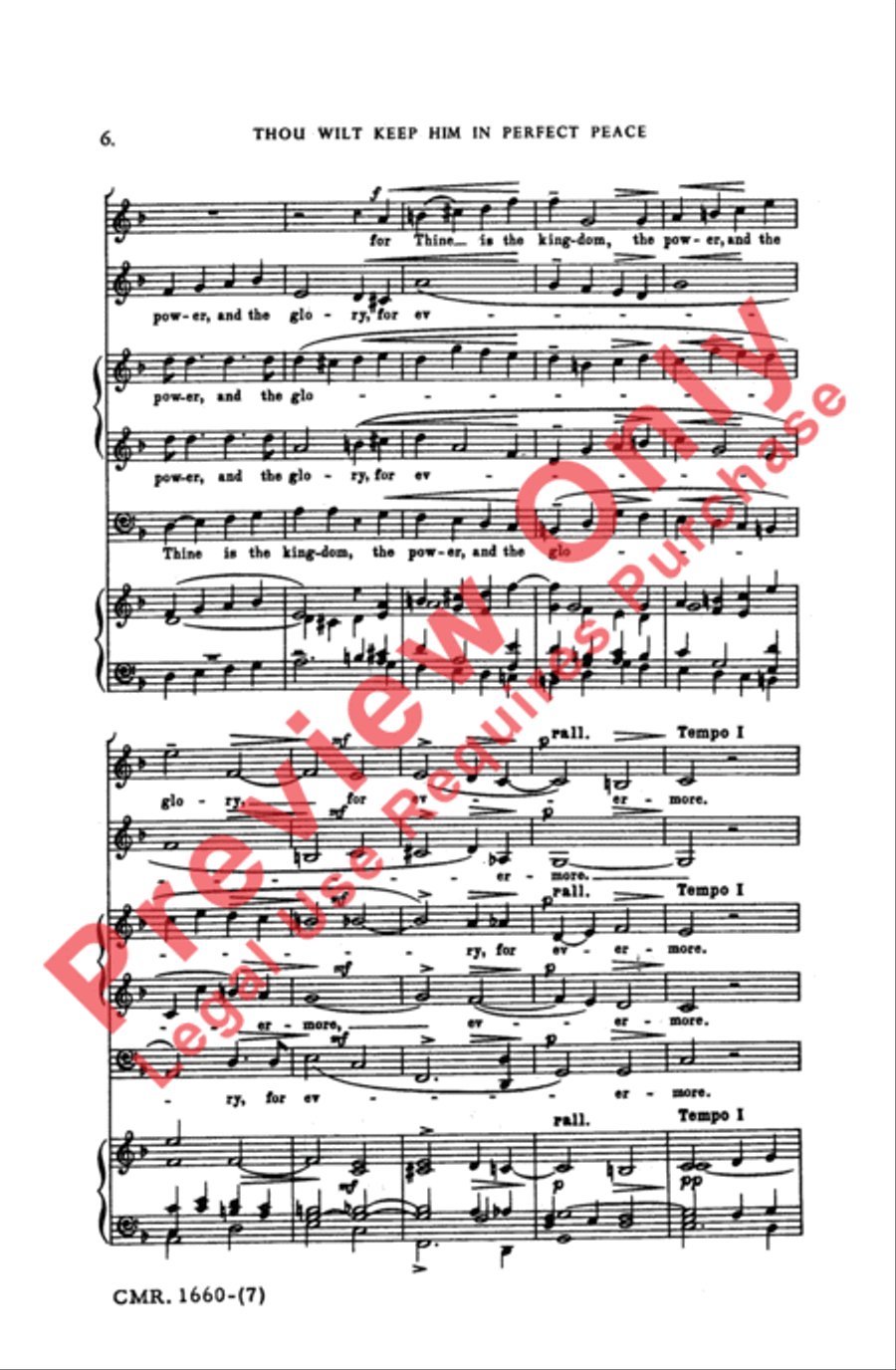 Thou Wilt Keep Him in Perfect Peace 4-Part - Sheet Music page 6