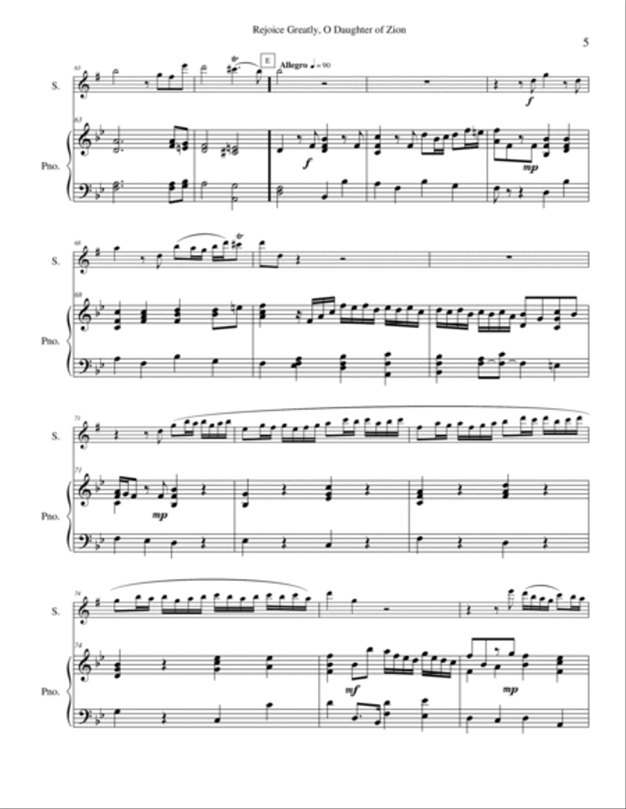 Rejoice Greatly, O Daughters of Zion Baritone Saxophone scores gallery preview page 5