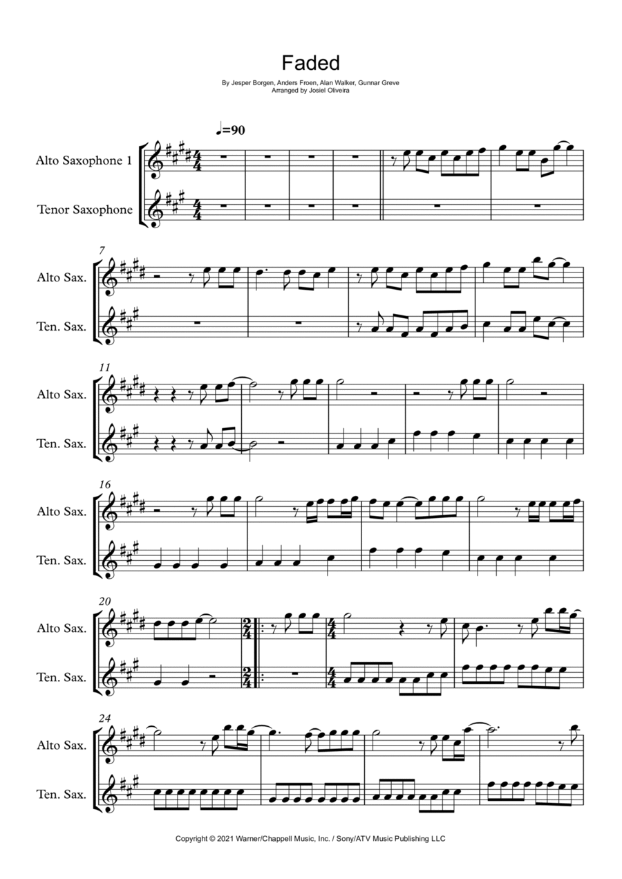 Faded Faded Woodwind Duet scores gallery preview page 1