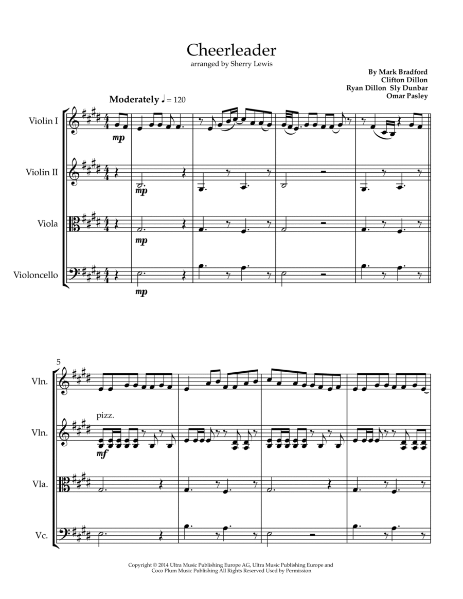Cheerleader String Quartet scores gallery preview page 1