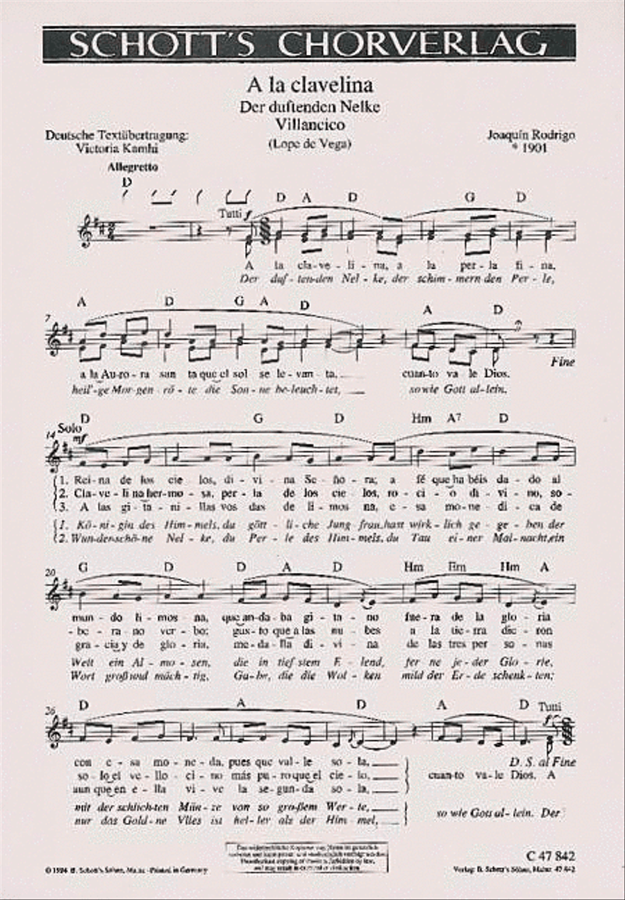 A La Clavelina A La Clavelina Children's Choir scores gallery preview page 1
