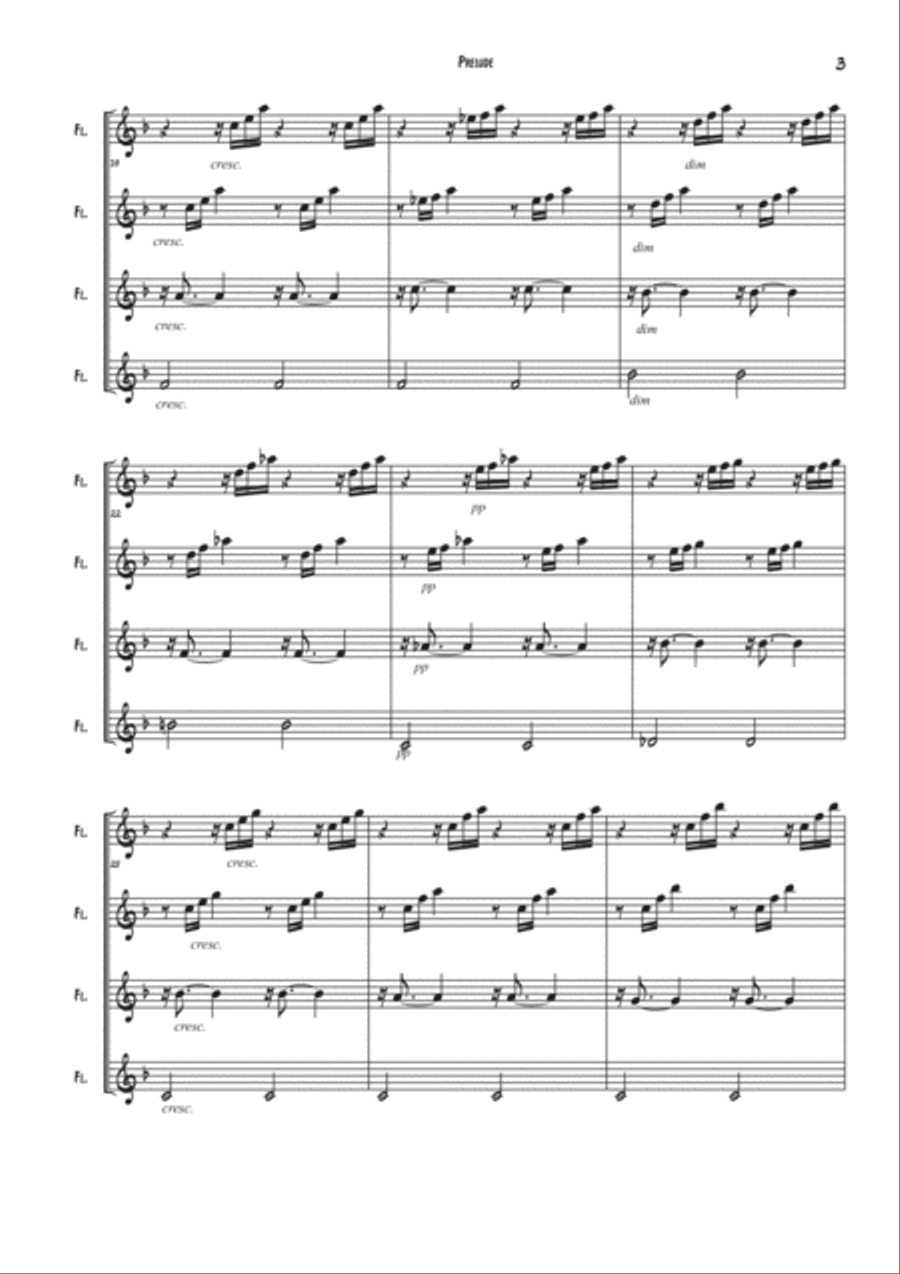 Prelude - Flute quartet Flute Quartet scores gallery preview page 3
