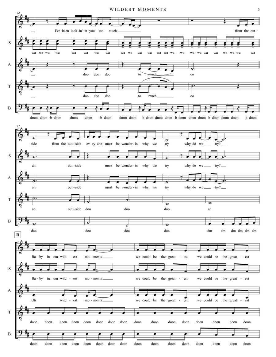 Wildest Moments 4-Part scores gallery preview page 5