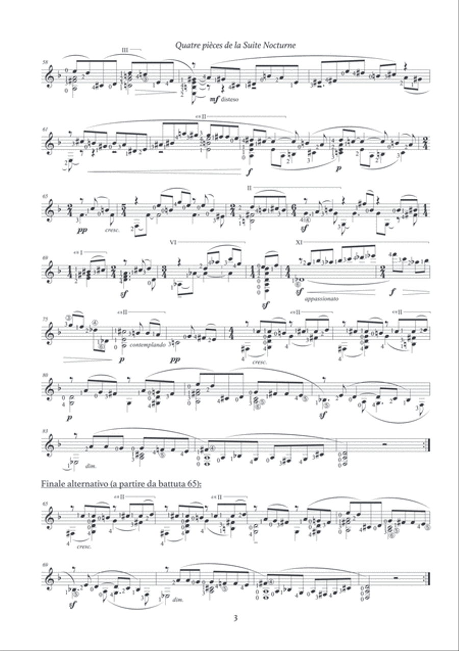 Quatre pièces de la Suite Nocturne Classical Guitar scores gallery preview page 5