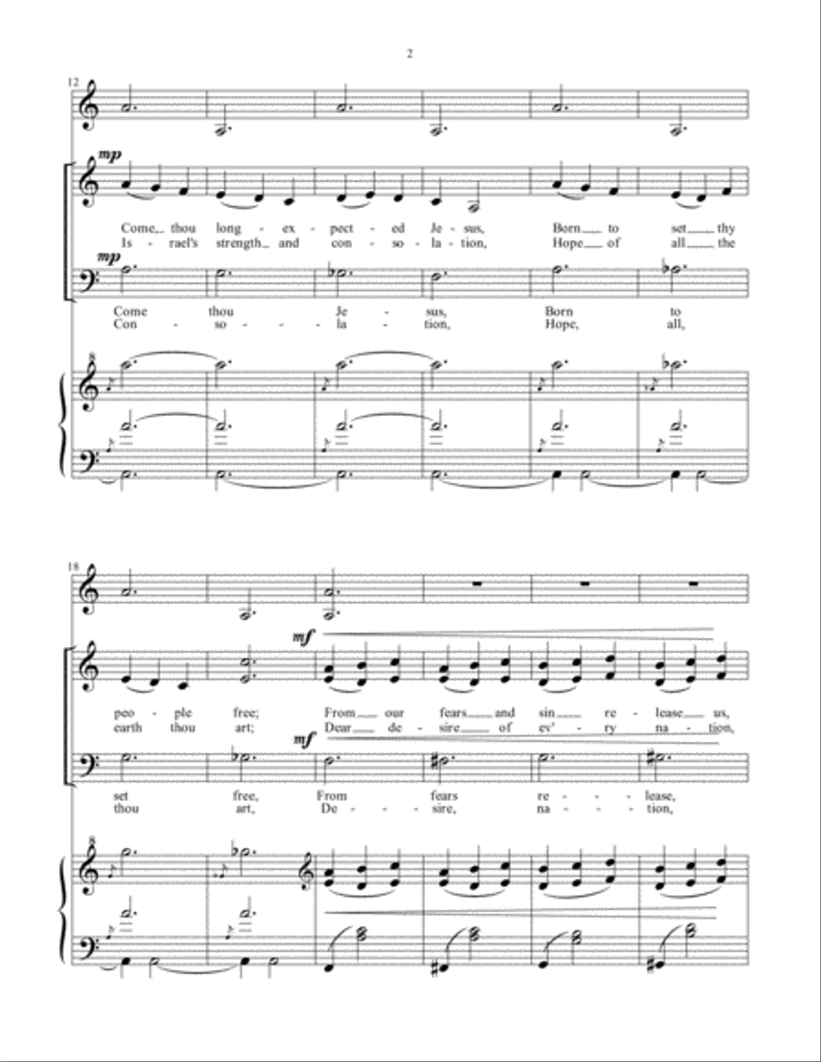 Come, Thou Long-Expected Jesus 4-Part scores gallery preview page 3
