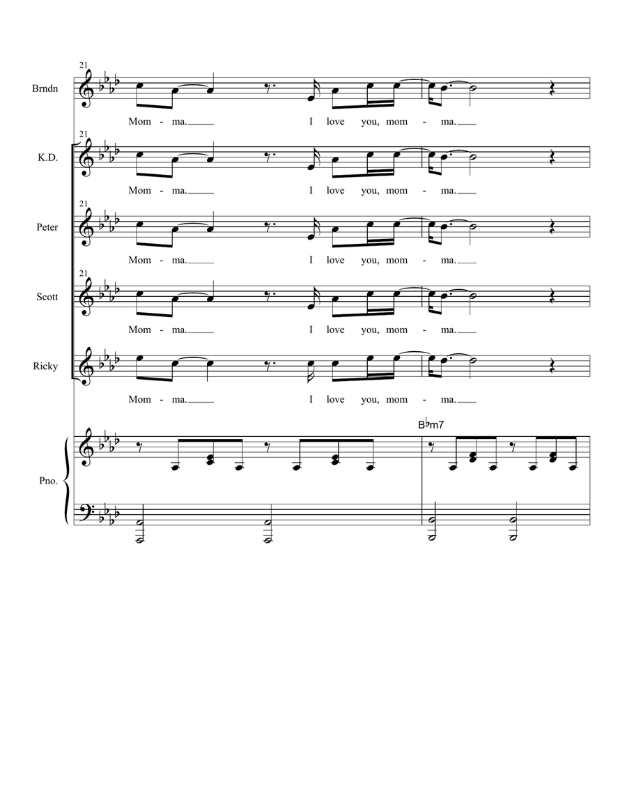 Momma (Vocal Quintet) Choir scores gallery preview page 6