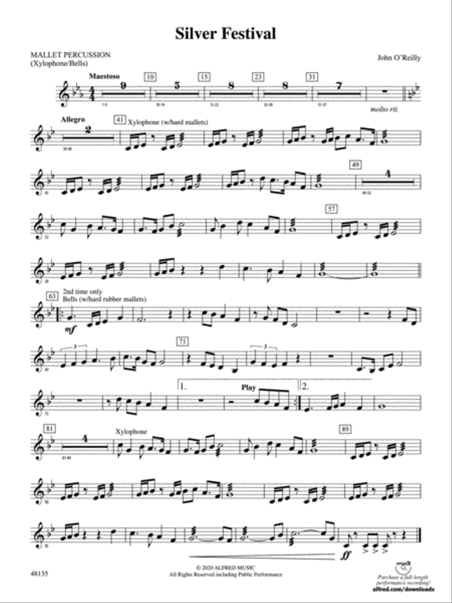 Silver Festival: Mallets Concert Band scores gallery preview page 1