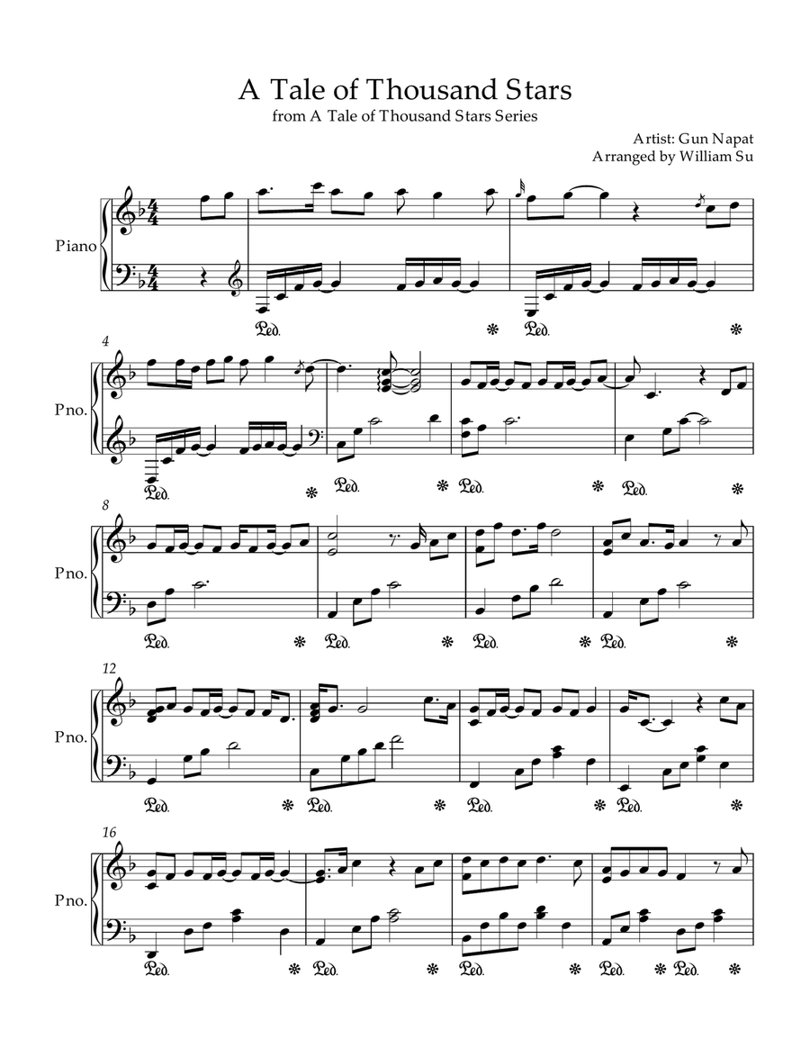 A Tale of Thousand Stars Piano Score from A Tale of 1000 Stars Series Piano Solo scores gallery preview page 1