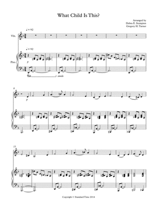 What Child Is This for Violin Solo with Piano Accompaniment