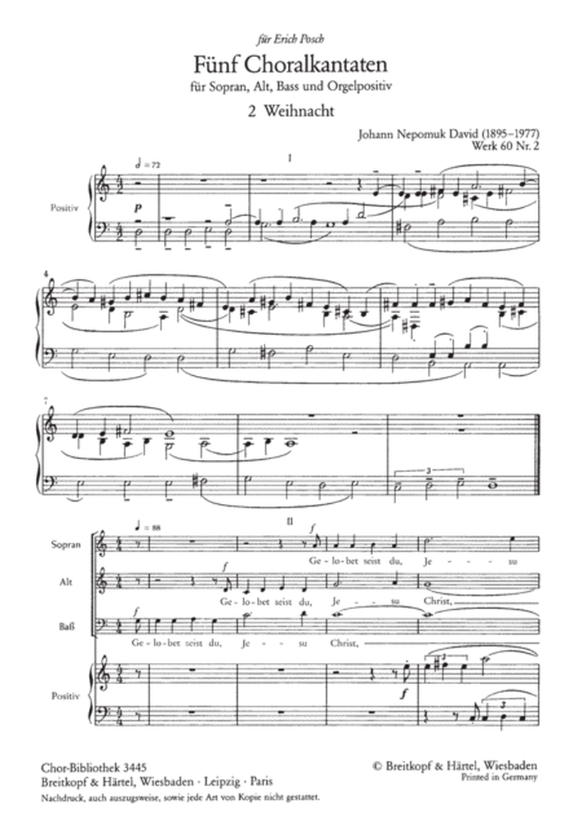 5 Choral Cantatas Werk 60