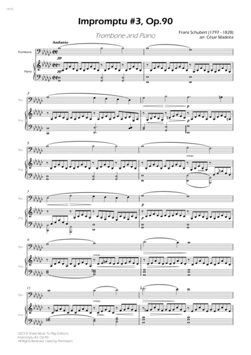 Impromptu No.3, Op.90 - Trombone and Piano (Full Score and Parts) image number null