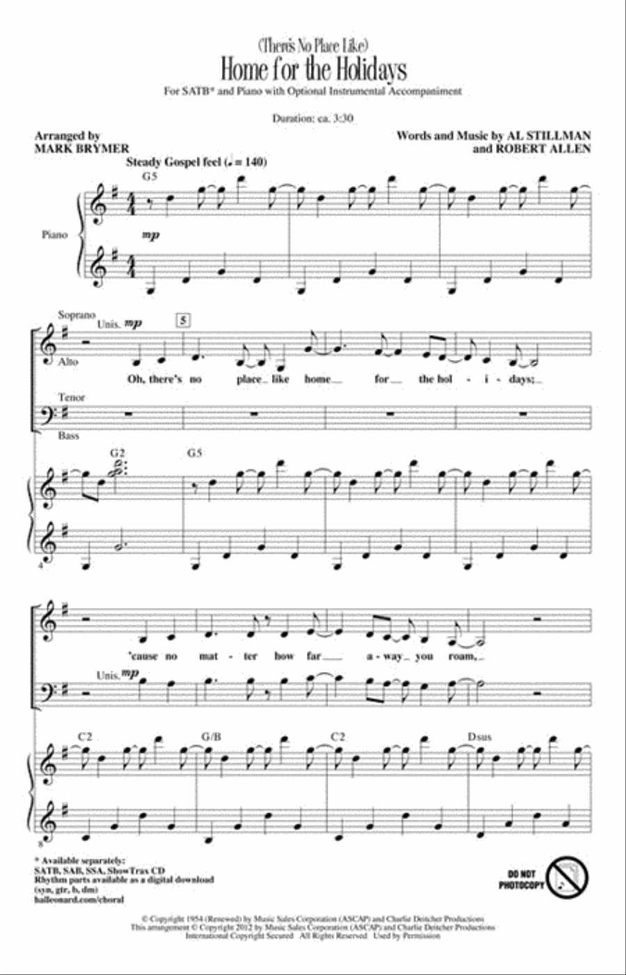 (There's No Place Like) Home for the Holidays Show Choir scores gallery preview page 2