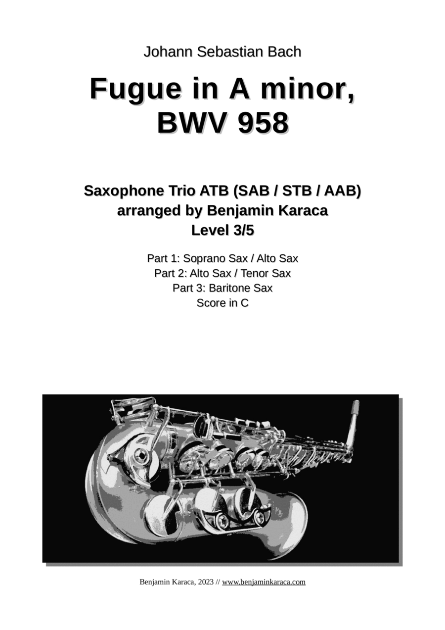 Fugue in A minor, BWV 958 Woodwind Trio scores gallery preview page 1