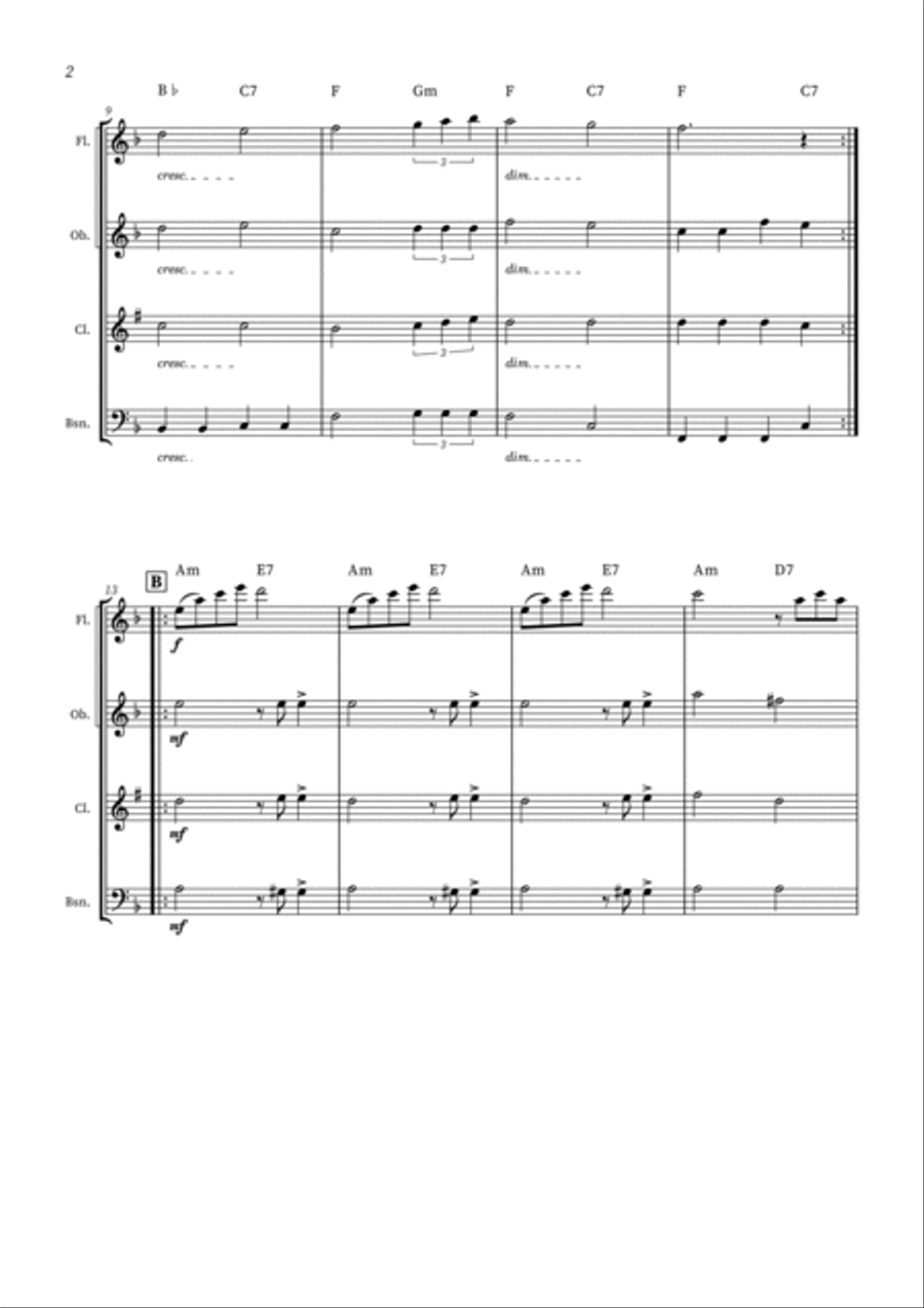Can't Help Falling In Love Woodwind Quartet scores gallery preview page 2