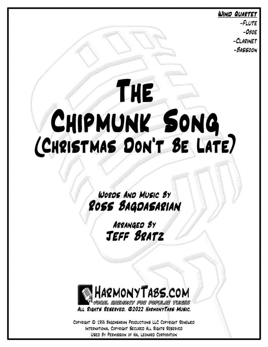The Chipmunk Song Woodwind Quartet scores gallery preview page 1