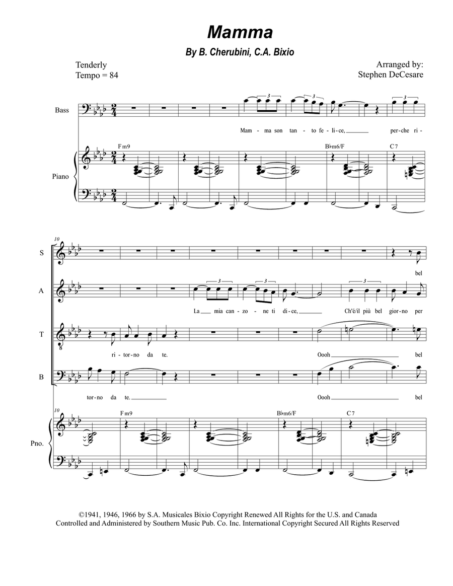 Mama (mamma) 4-Part scores gallery preview page 1