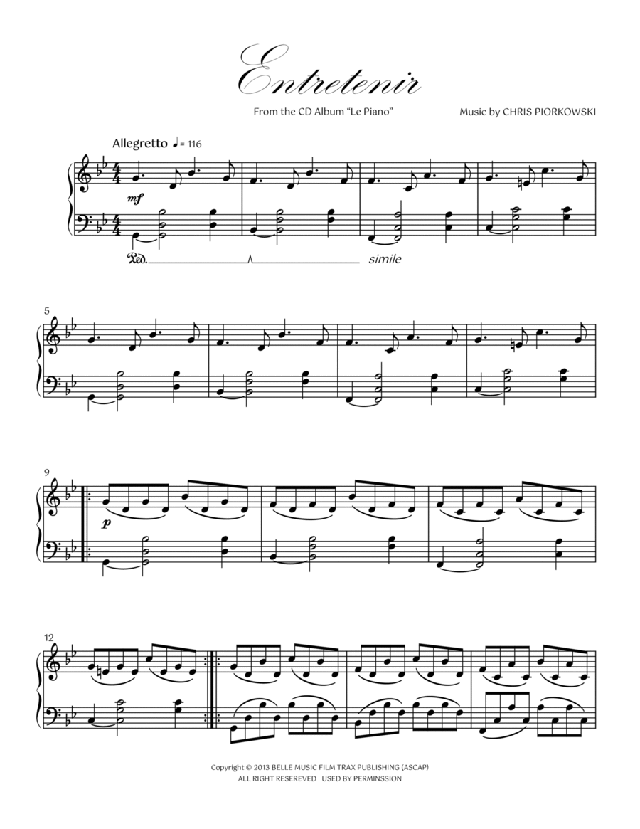 ENTRETENIR ENTRETENIR Piano Solo scores gallery preview page 1