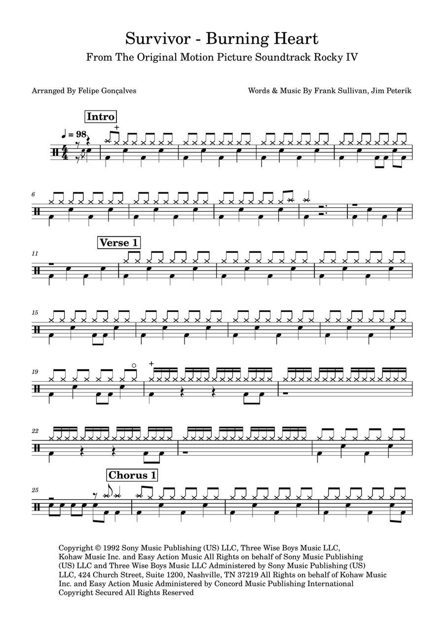 Burning Heart Drum Set scores gallery preview page 1