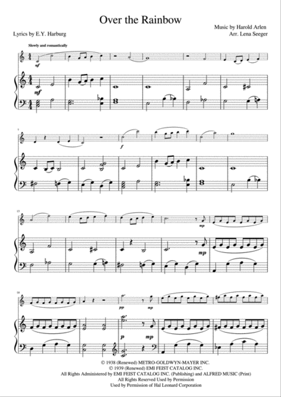 Over The Rainbow (from The Wizard Of Oz) Flute Solo scores gallery preview page 2