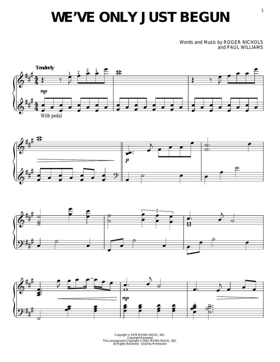 We've Only Just Begun We've Only Just Begun Piano Solo scores gallery preview page 1