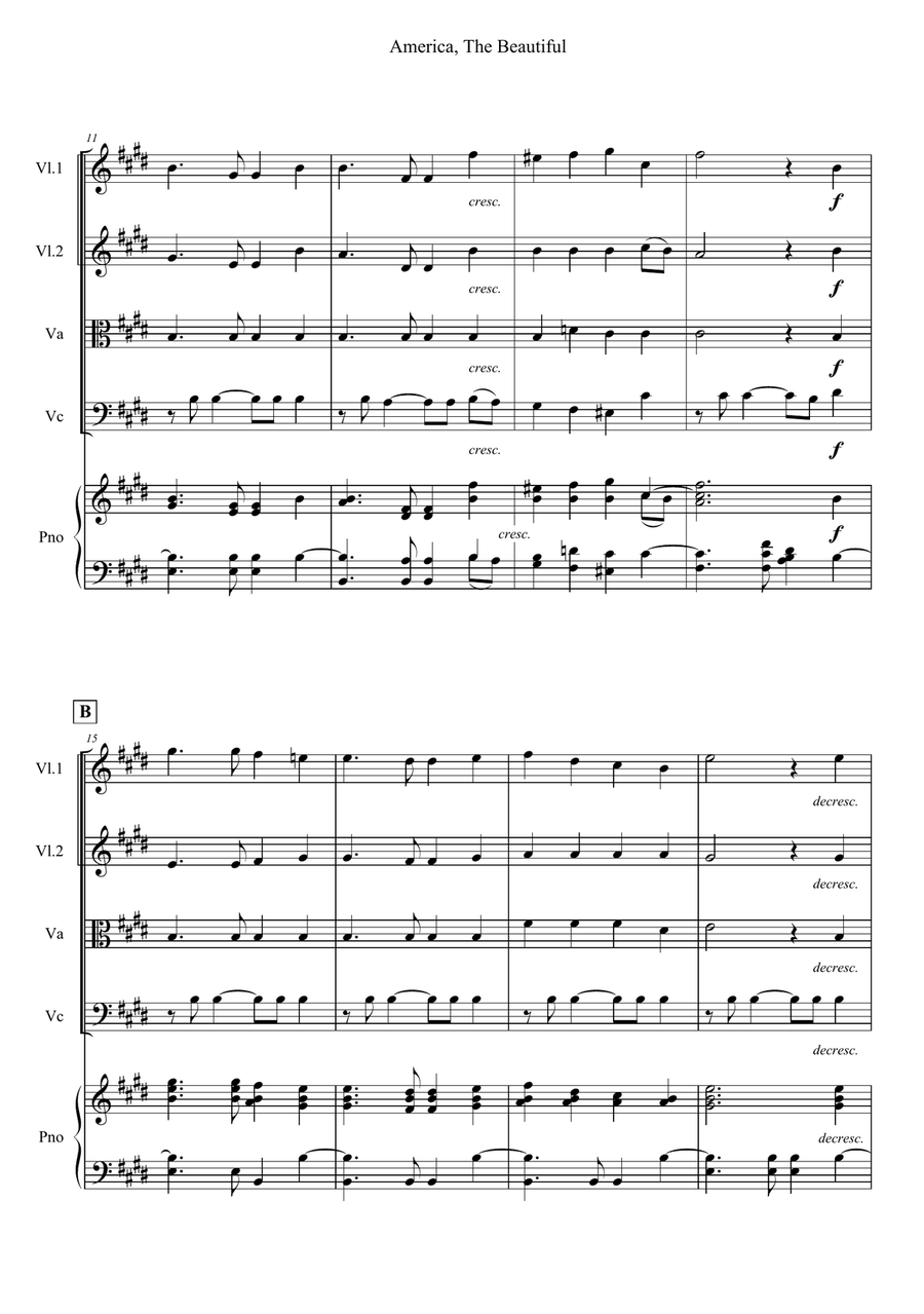 America, The Beautiful Piano Solo scores gallery preview page 2
