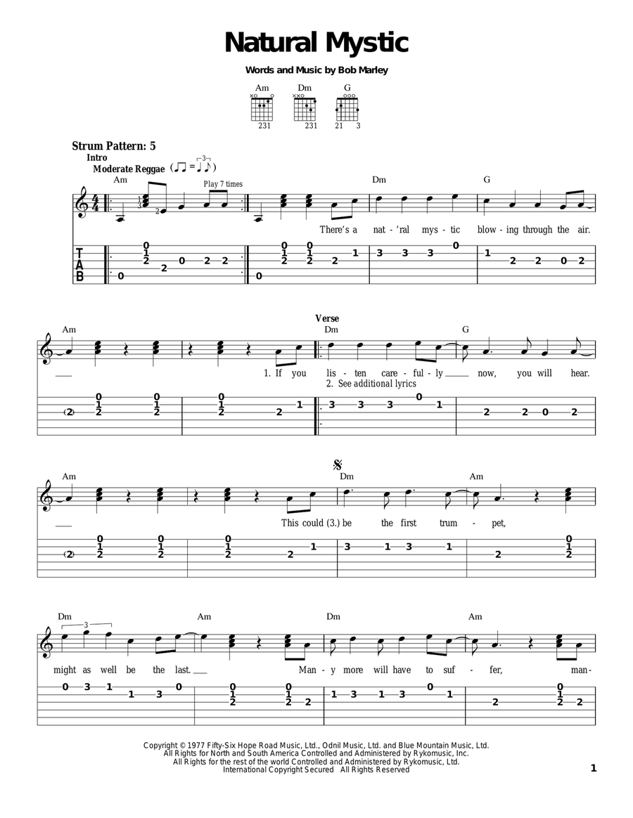 Natural Mystic Guitar Tablature scores gallery preview page 1