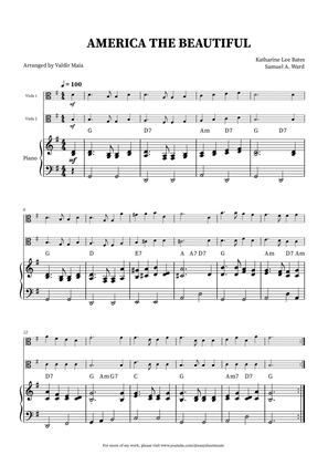 America The Beautiful - Viola Duet (with piano accompaniment + CHORDS)