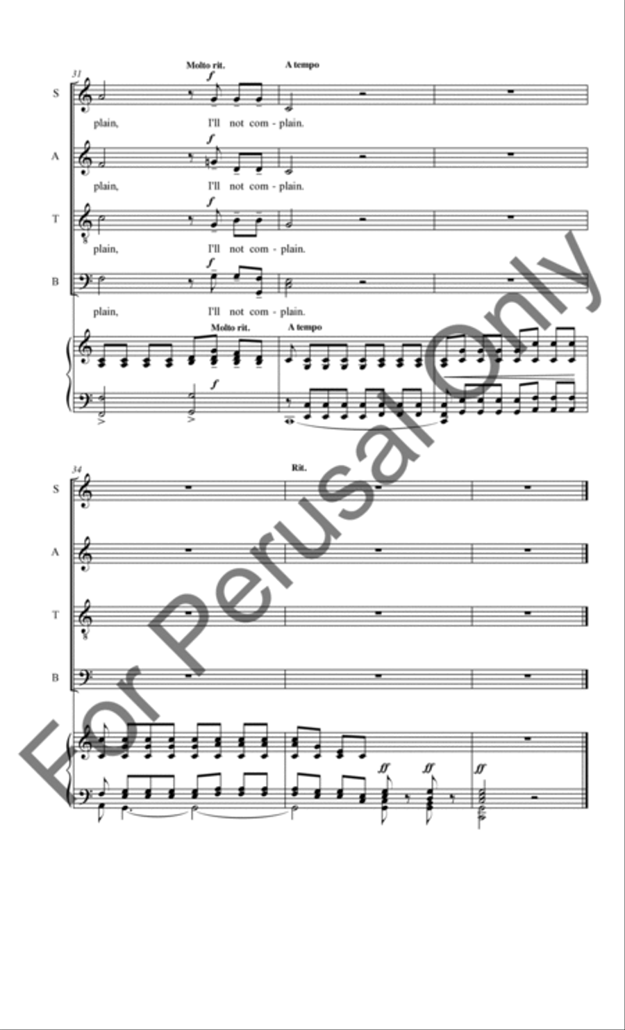 I'll Not Complain 4-Part scores gallery preview page 8