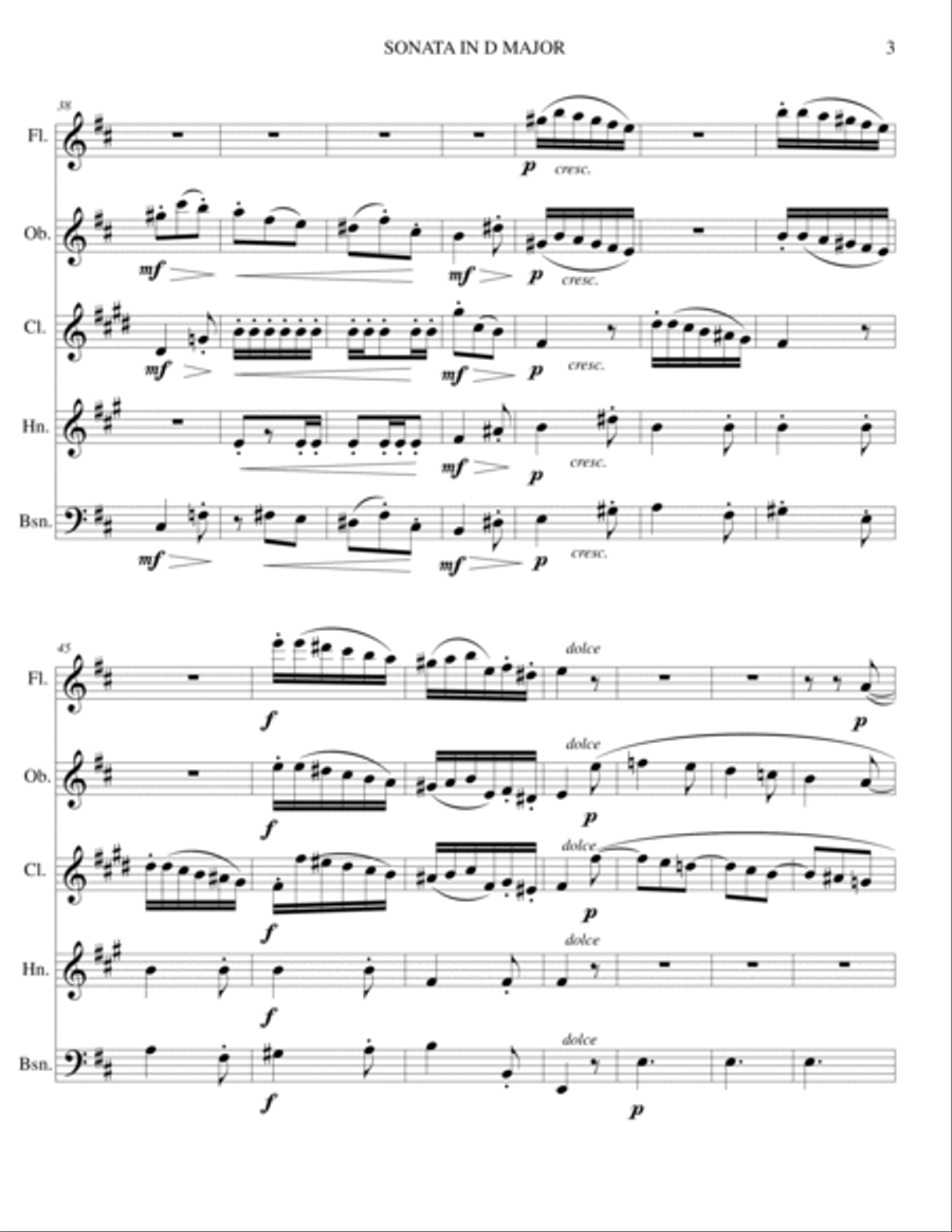 Domenico Scarlatti SONATA IN D MAJOR (K96) for WW. QUINTET Woodwind Quintet scores gallery preview page 3