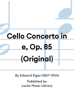 Book cover for Cello Concerto in e, Op. 85 (Original)
