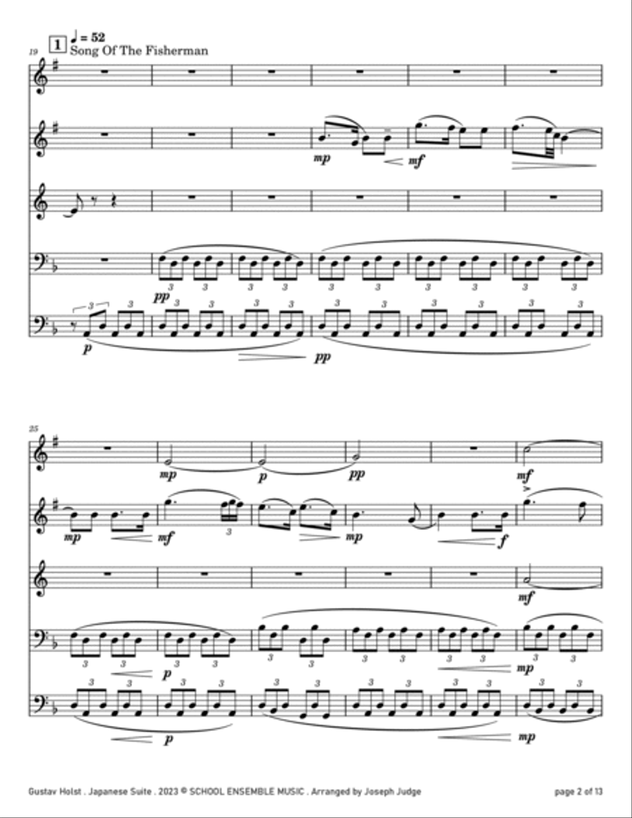 Japanese Suite by Holst for Brass Quintet in Schools Brass Quintet scores gallery preview page 2