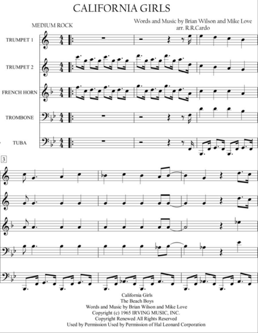 California Girls California Girls Brass Ensemble scores gallery preview page 1