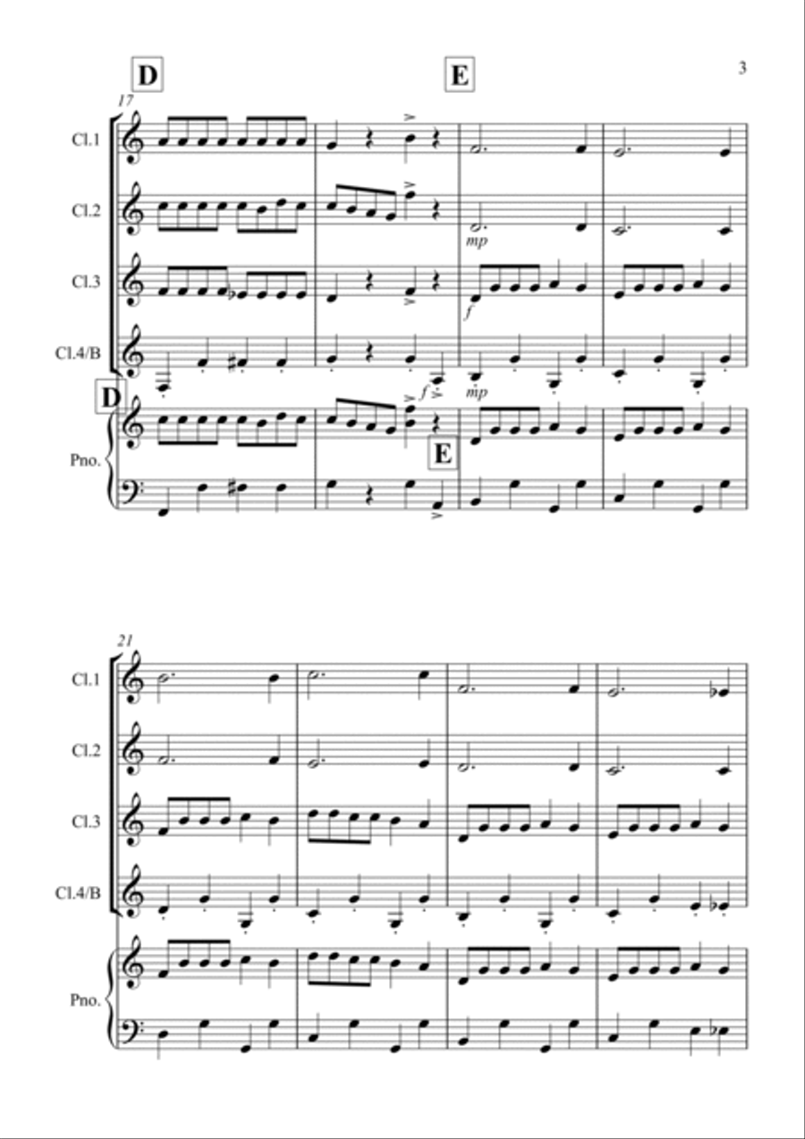 Dance of the Reed Pipes (Fantasia from Nutcracker) for Clarinet Quartet Clarinet Quartet scores gallery preview page 3