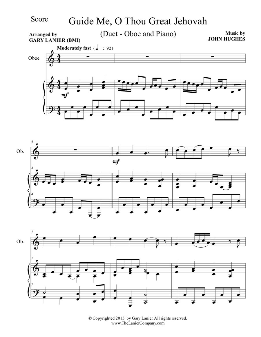 GUIDE ME, O THOU GREAT JEHOVAH (Duet – Oboe and Piano/Score and Parts) Woodwind Duet scores gallery preview page 2