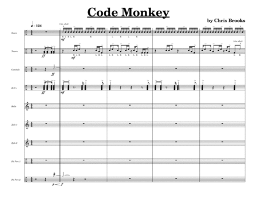Code Monkey w/Tutor Tracks Percussion Ensemble scores gallery preview page 3