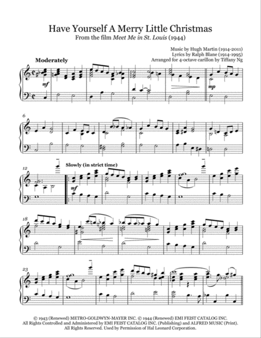 Have Yourself A Merry Little Christmas from MEET ME IN ST. LOUIS Glockenspiel scores gallery preview page 1