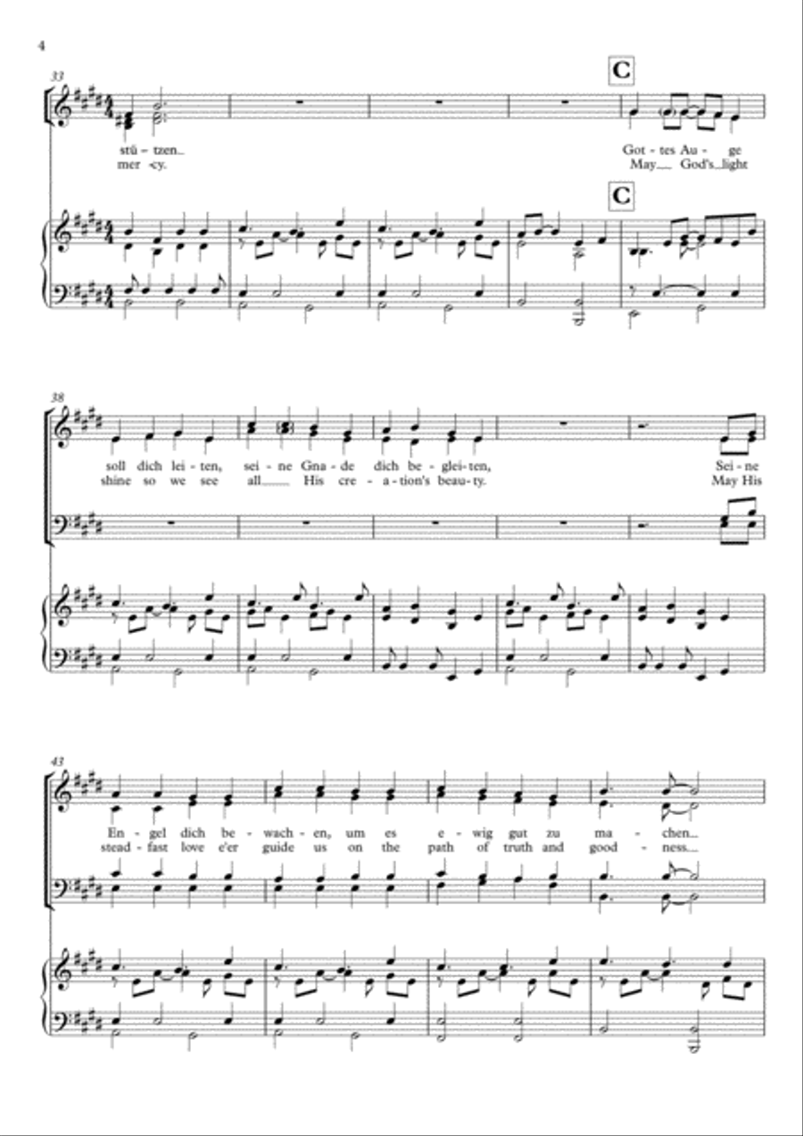 Gott segne dich / May God pour out his blessing (Gm & Eng) (SATB or STB or SA and piano/guitar STB scores gallery preview page 4