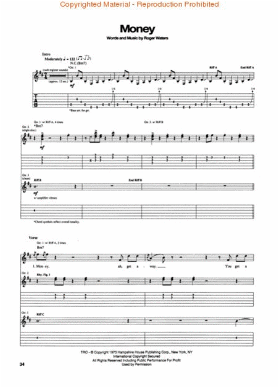 Pink Floyd – Dark Side of the Moon Electric Guitar scores gallery preview page 3