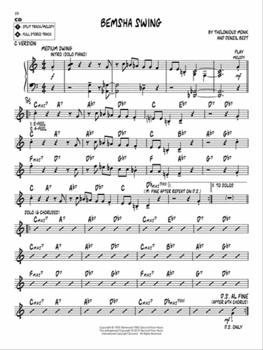 Thelonious Monk Favorites C Instrument scores gallery preview page 5