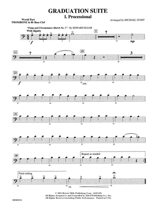 Graduation Suite (Processional: Pomp and Circumstance March No. 1 / Recessional: Rondeau from Premiere Suite): WP 1st B-flat Trombone B.C.