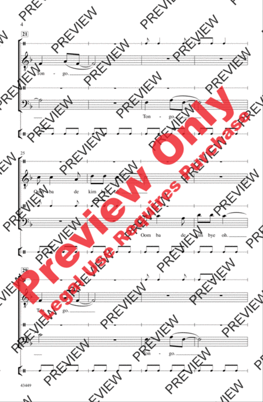 Tongo Tongo Men's Choir scores gallery preview page 4