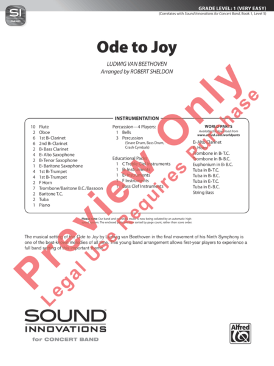 Ode to Joy Concert Band scores gallery preview page 2