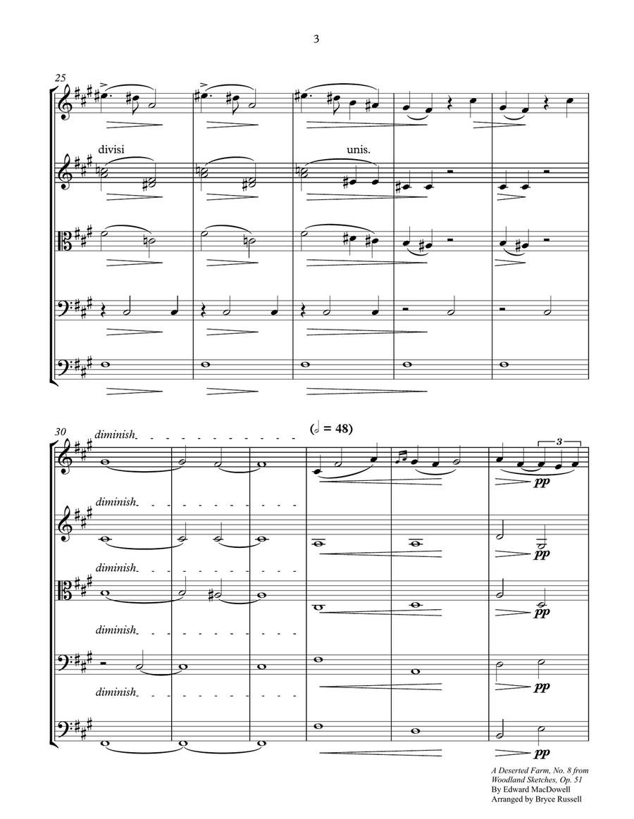 A Deserted Farm - No. 8 from Woodland Sketches Op. 51 String Orchestra scores gallery preview page 5