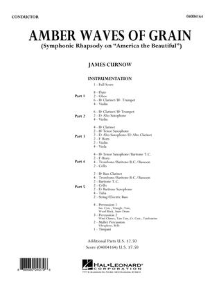 Amber Waves of Grain - Conductor Score (Full Score)